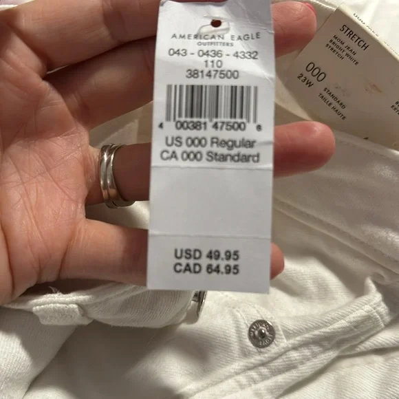 AE American Eagle skinny white jeans size 000. Mom jeans - Picture 6 of 6
